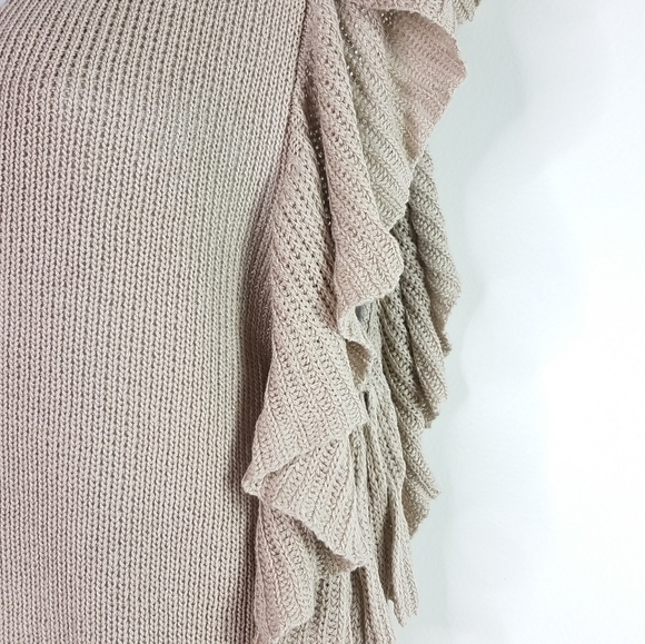 Khaki knit ruffle sleeve top - Picture 8 of 11